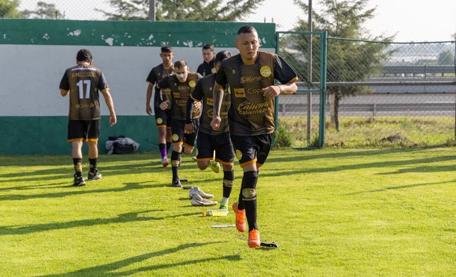 Men Training on the Soccer Field