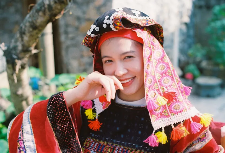 Smiling Woman in Traditional Clothing