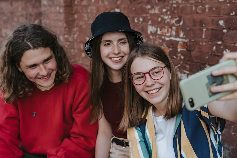 Teenagers Taking a Groupfie