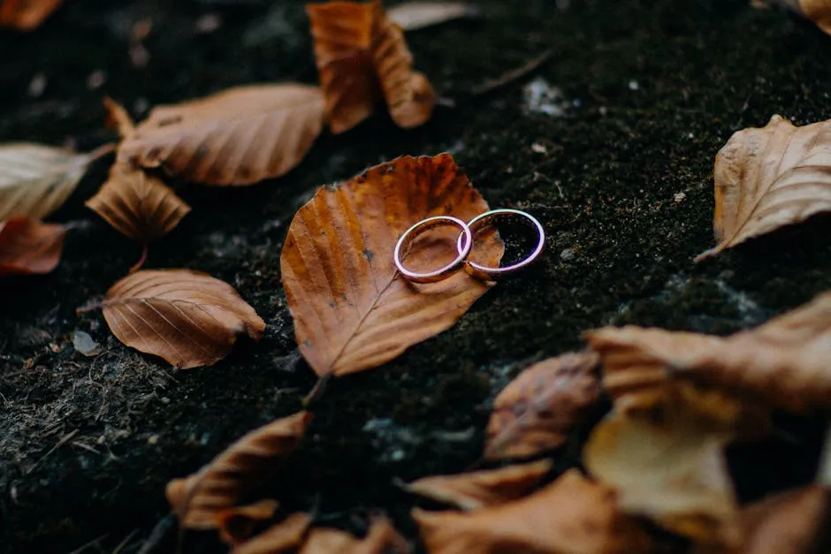 Silver Rings on Brown Dried Leaf