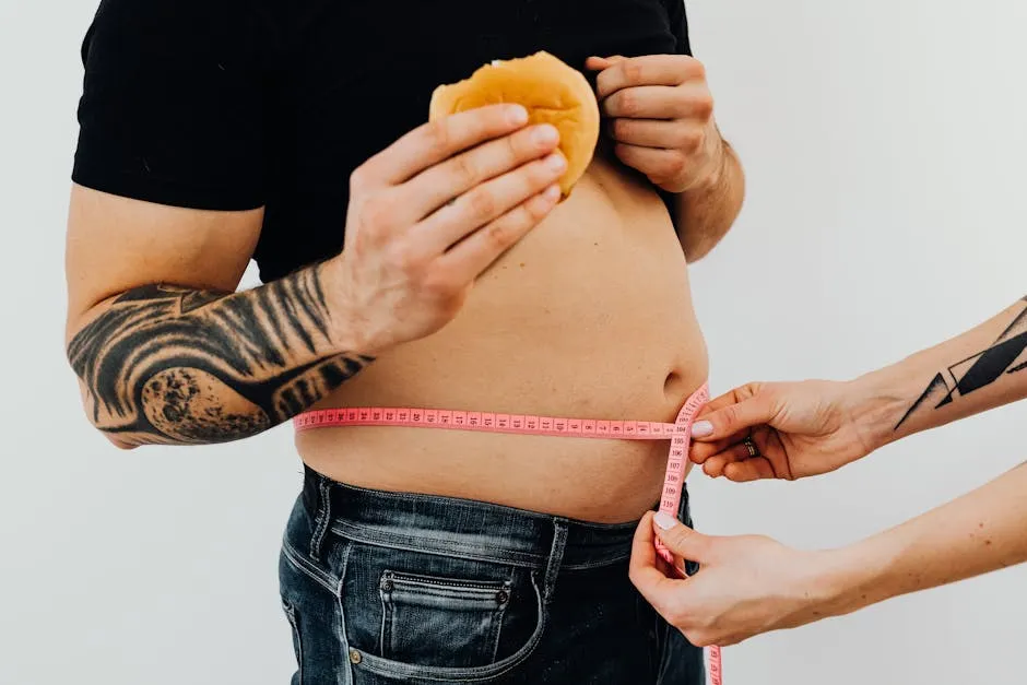 Hands of a Person Measuring a Man's Waistline