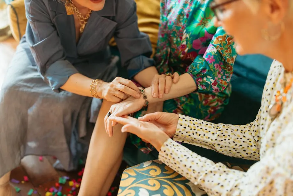 Elderly Women Looking at Bracelet During Birthday Party