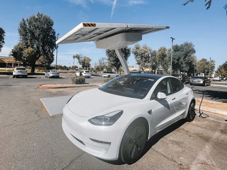 White Electric Car Charging 