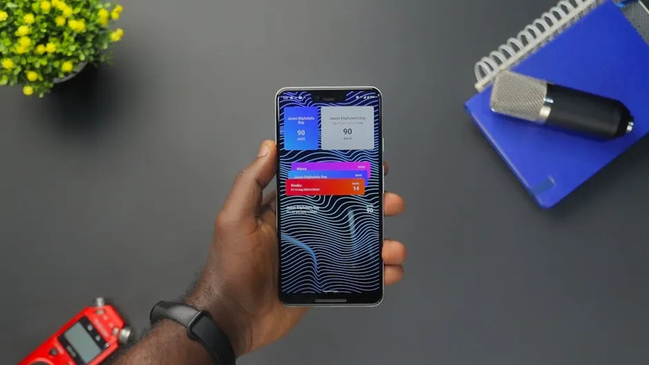 A Person Holding a Smartphone with a Heads-up Notification