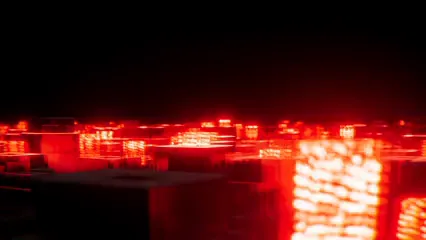 Horizontal video: A city with red lights in the dark 18526837. Duration: 20 seconds. Resolution: 4096x2304