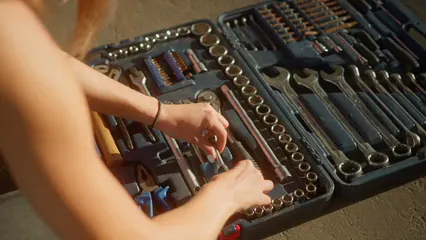 Horizontal video: Close up video of a person returning tools in toolbox 9606782. Duration: 25 seconds. Resolution: 3840x2160