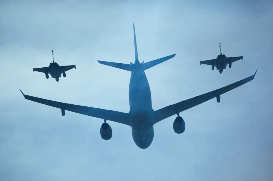 Aircrafts Flying under a Blue Sky