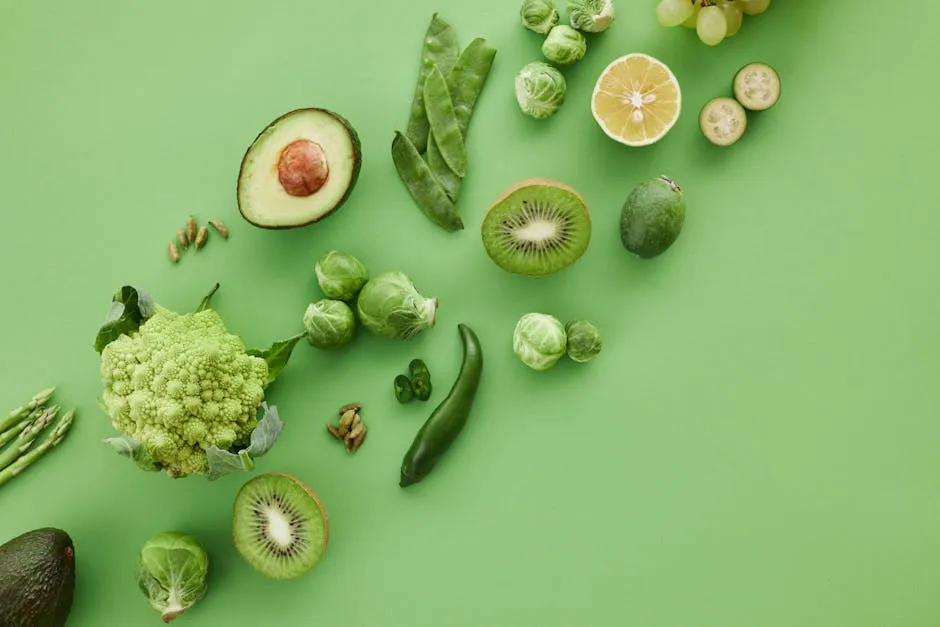 Slices of Fruits Beside Green Vegetables