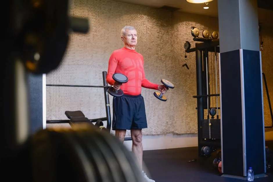 A Man Exercising with Dumbbells