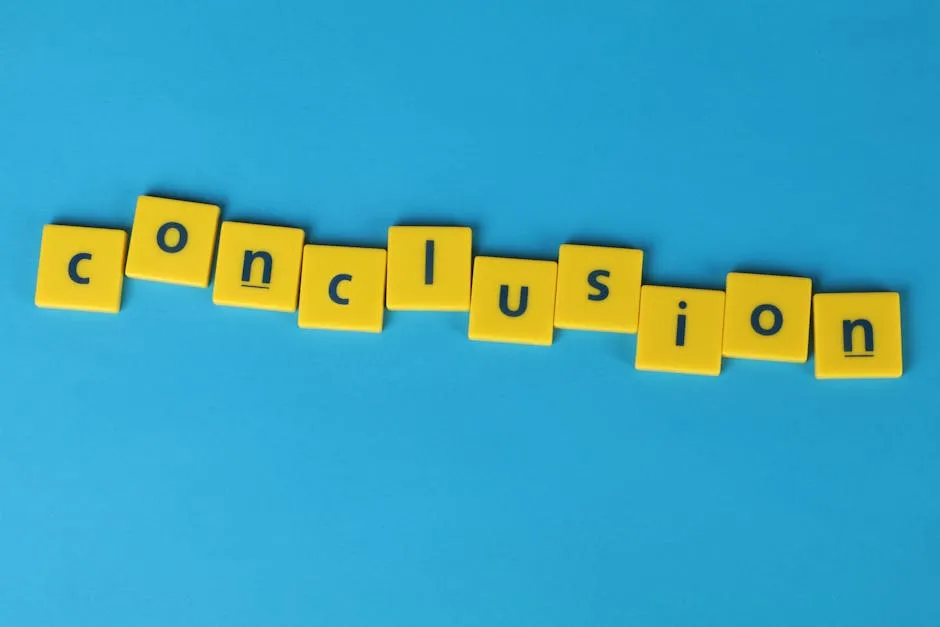 "Conclusion" Word Formed From Lettered Yellow Tiles 