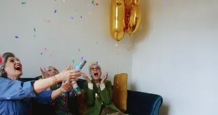 Horizontal video: Elderly women celebrating birthday 8087206. Duration: 9 seconds. Resolution: 4096x2160