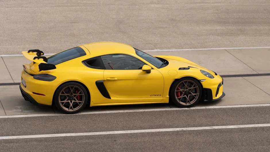 Yellow Sports Car on Roadside