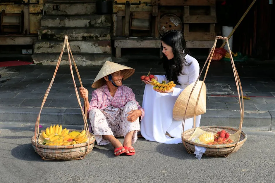 Street Vendor Interaction in Traditional Vietnamese Setting