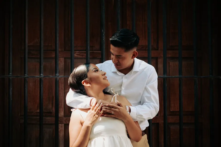 Romantic Couple Embrace in Urban Setting