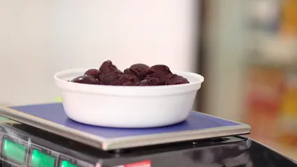 Horizontal video: Weighing food for exact serving 2948582. Duration: 16 seconds. Resolution: 1920x1080