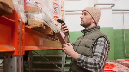 Horizontal video: Man working warehouse boxes 4293548. Duration: 17 seconds. Resolution: 3840x2160