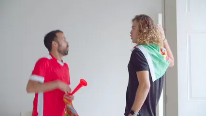Horizontal video: Friends celebrating with portugal flag 6104299. Duration: 30 seconds. Resolution: 3840x2160