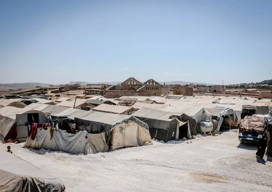 Tents in Refugee Camp in Desert