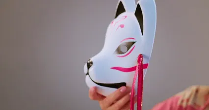 Horizontal video: Woman putting cat mask on face 10285706. Duration: 18 seconds. Resolution: 4096x2160