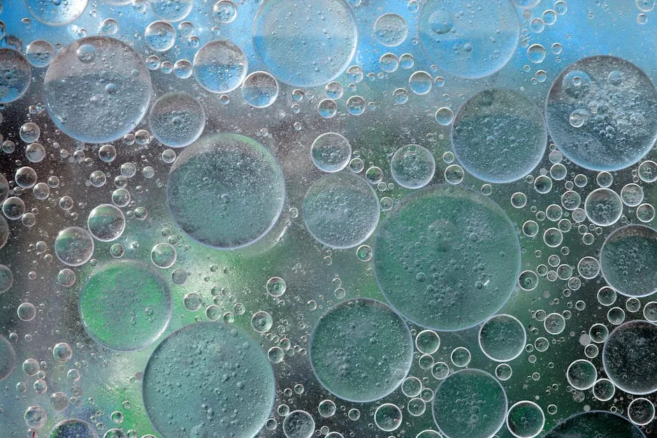 Macro View of Oil Bubbles on Water Surface