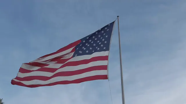 Horizontal video: American flag waving against clear blue sky 28933973. Duration: 17 seconds. Resolution: 1920x1080