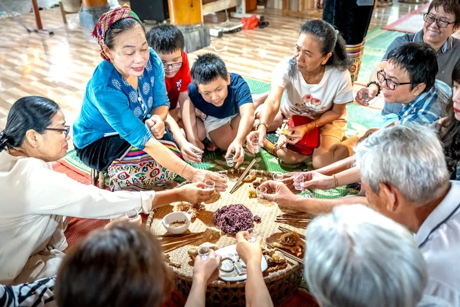 Traditional Gathering with Cultural Meal Setting