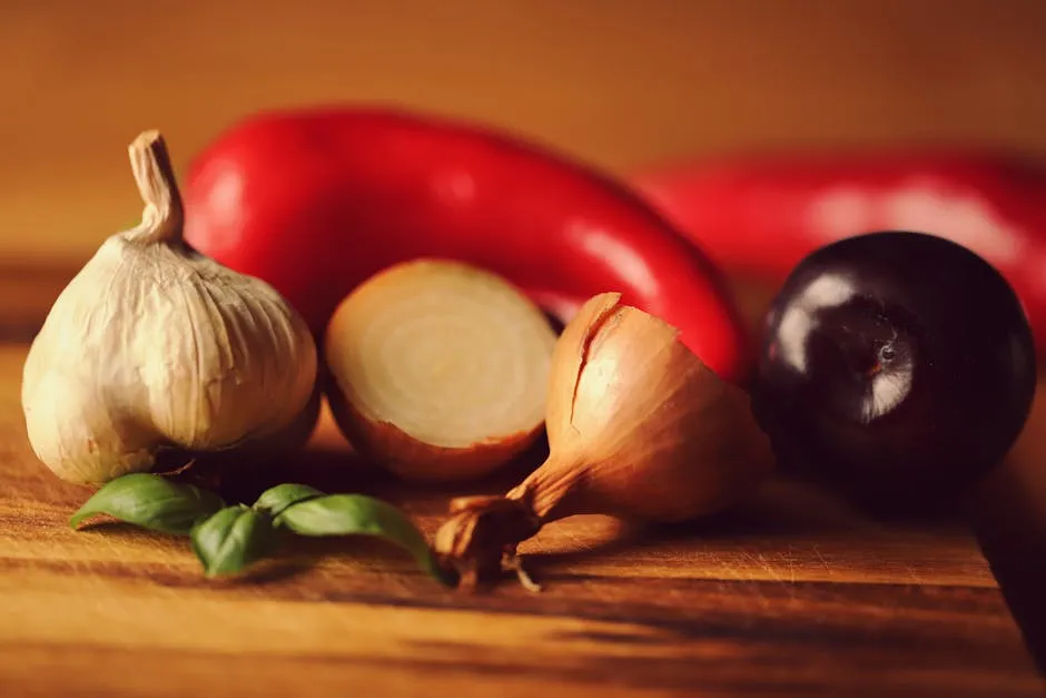 Assorted Fresh Ingredients on Wooden Board
