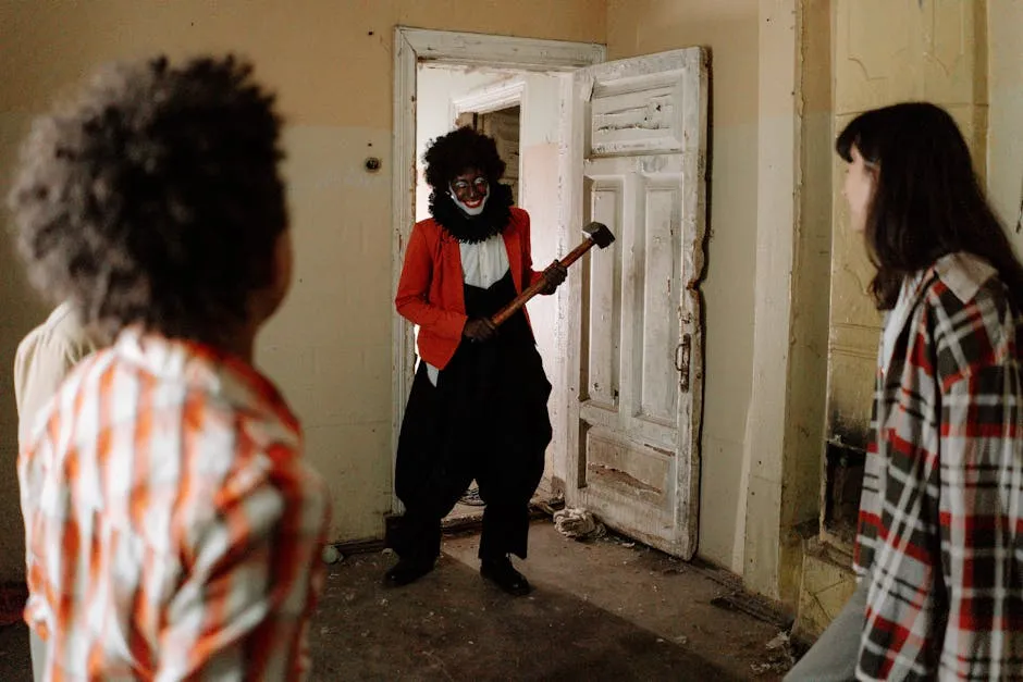 A Scary Clown Attacking the Teens Inside the Abandoned Building