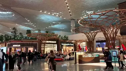 Horizontal video: People walking inside the airport terminal 5928085. Duration: 14 seconds. Resolution: 1920x1080