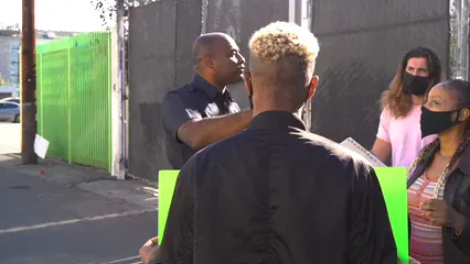 Horizontal video: Protesters talking to the policeman 6258345. Duration: 19 seconds. Resolution: 3840x2160
