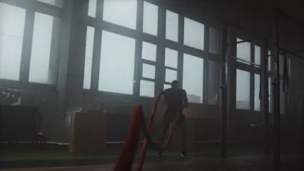 Horizontal video: Man doing battle ropes 6390166. Duration: 14 seconds. Resolution: 3840x2160