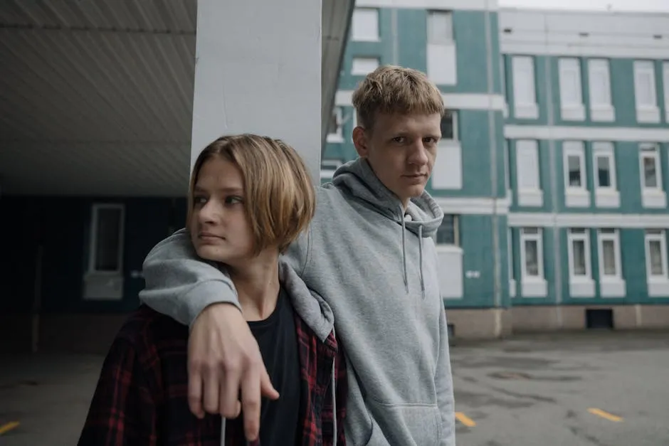 Photograph of a Man in a Gray Hoodie with His Brother