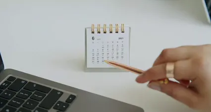 Horizontal video: Pointing at a calendar 8134590. Duration: 31 seconds. Resolution: 4096x2160