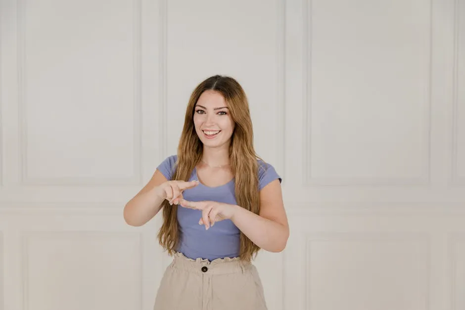 Blond Woman Showing Sign Language Gestures
