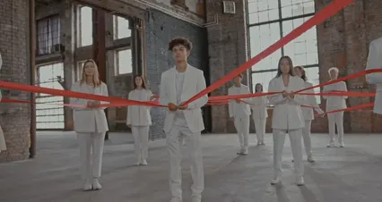 Horizontal video: People holding red lines 10621906. Duration: 11 seconds. Resolution: 4096x2160