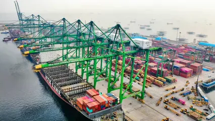 Horizontal video: A busy sea harbor in indonesia 3864102. Duration: 37 seconds. Resolution: 3840x2160