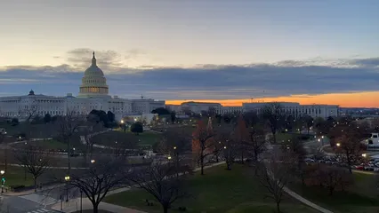 Horizontal video: Sunrise over united states capitol 6133588. Duration: 35 seconds. Resolution: 1920x1080