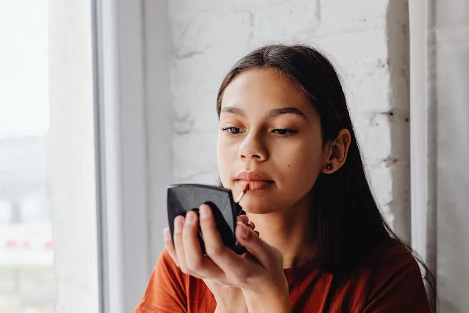 Pretty Woman Applying a Lip Tint