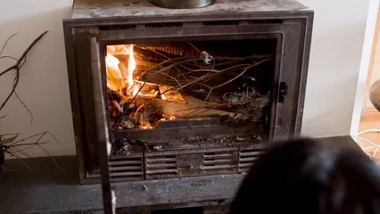 Horizontal video: Burning wood on a fireplace 7490116. Duration: 11 seconds. Resolution: 3840x2160