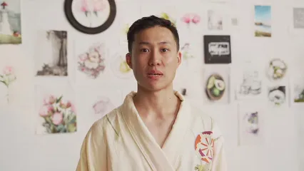 Horizontal video: Man wearing kimono talking 8808474. Duration: 13 seconds. Resolution: 1920x1080