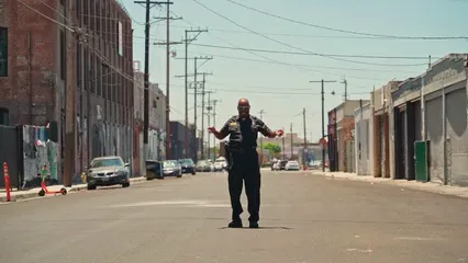 Horizontal video: Police office dancing on the street 8928242. Duration: 17 seconds. Resolution: 1920x1080