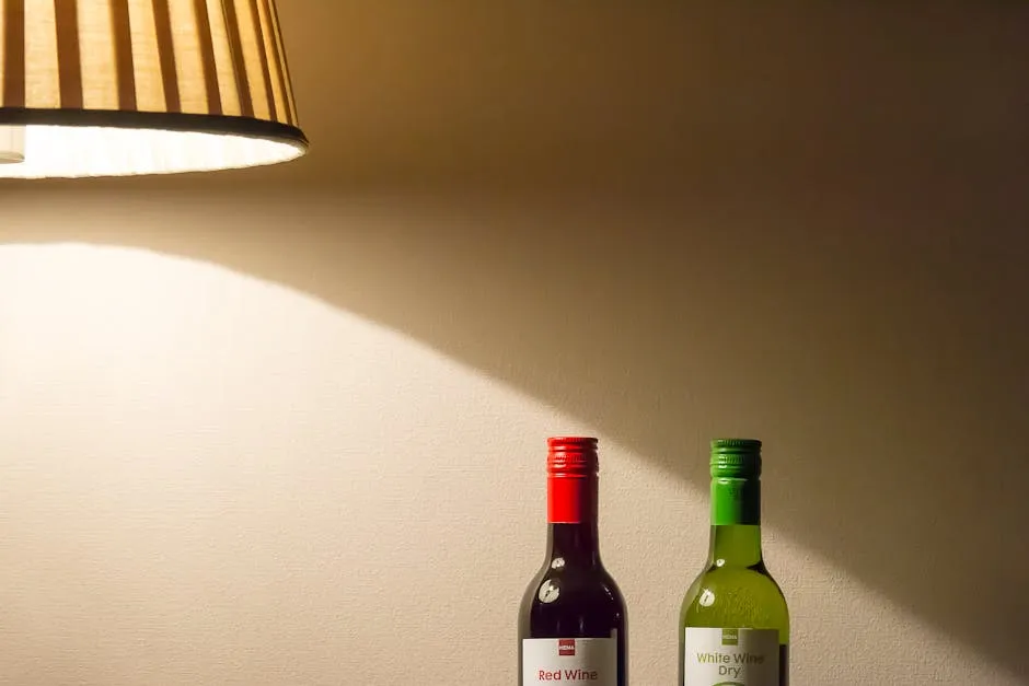 Lamp Light over Wine Bottles