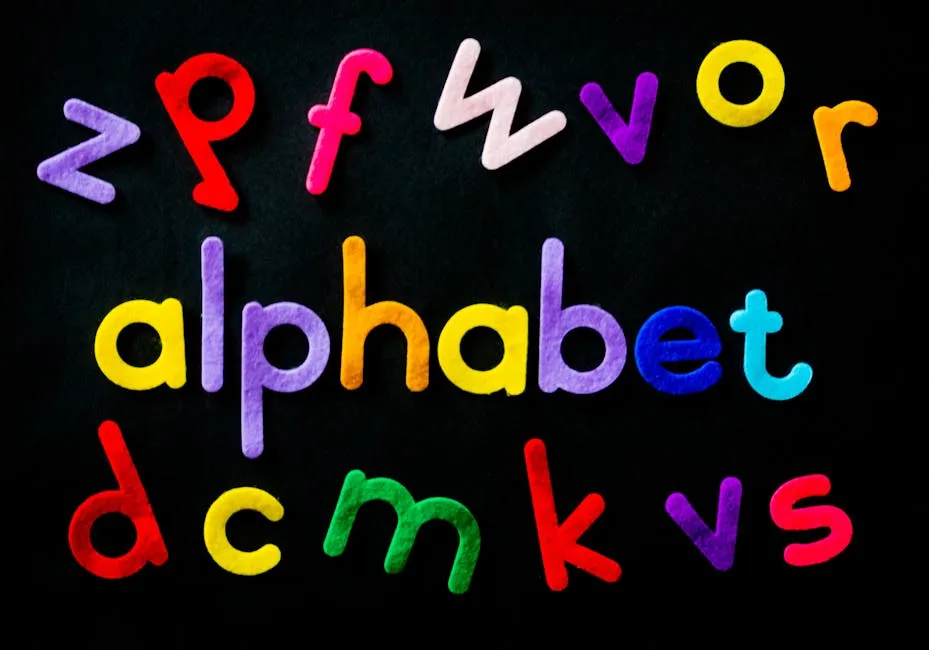 Assorted-color Alphabet on Black Background