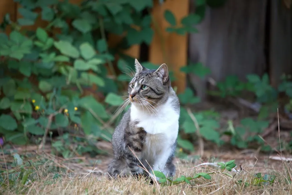 Cat Sitting on Grass