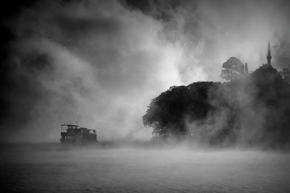 Boat Sailing in the Fog