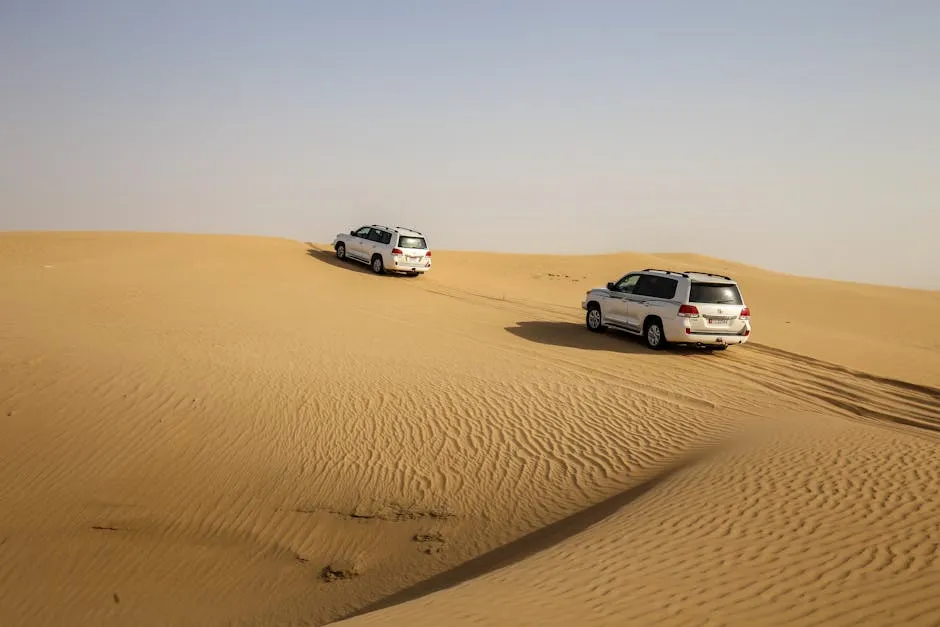 Vehicles Traveling in a Desert