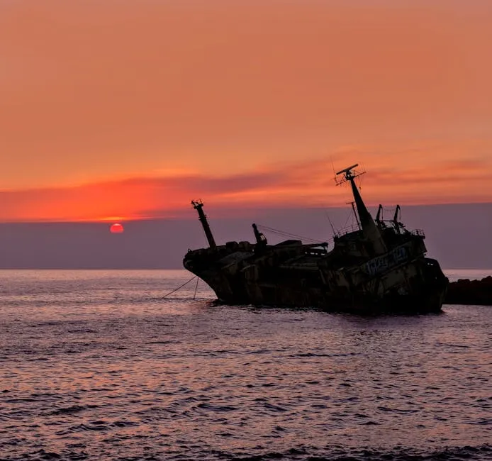 Dramatic Shipwreck at Sunset in Paphos, Cyprus
