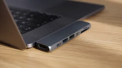 Horizontal video: A person inserting a usb cable to a multiport station 4124975. Duration: 13 seconds. Resolution: 1280x720