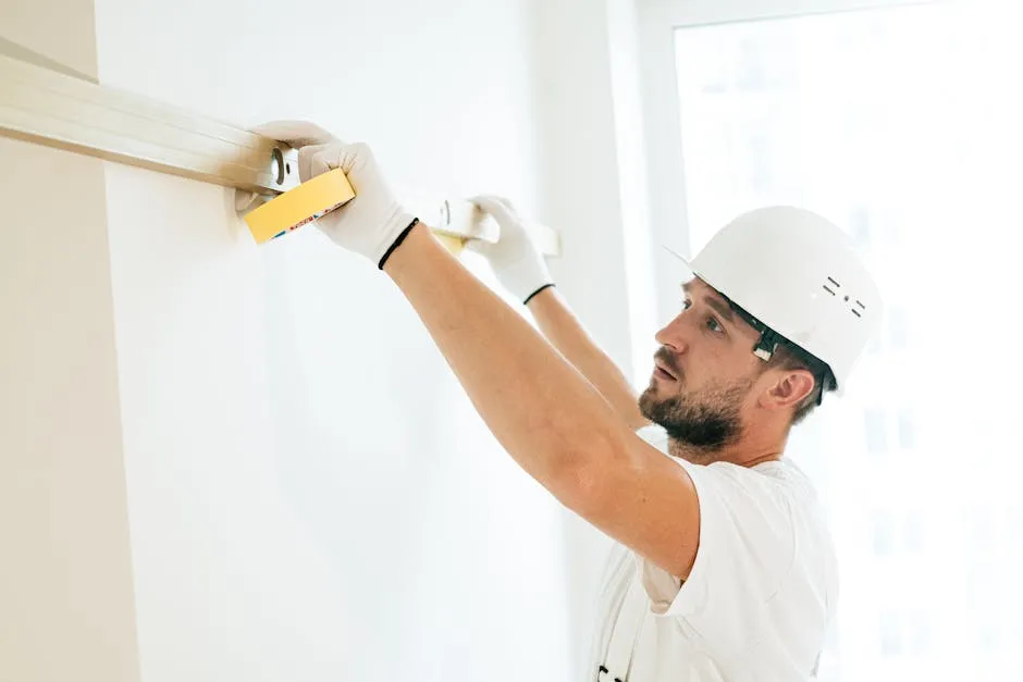 A Man using Spirit Level