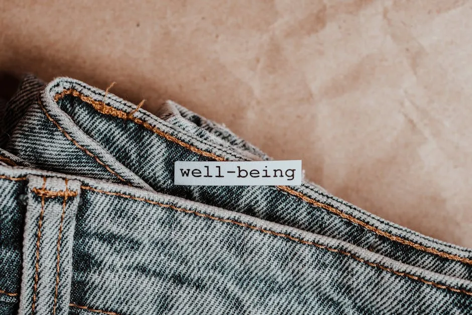 Paper Cut Out with Letters on the Blue Denim Textile on the Brown Paper